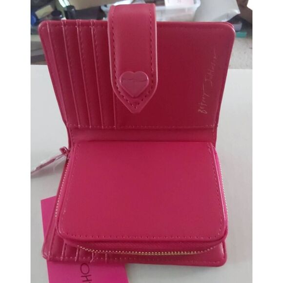 NWT~BETSEY JOHNSON Hot Pink Skulls & Roses Wallet - Picture 3 of 10
